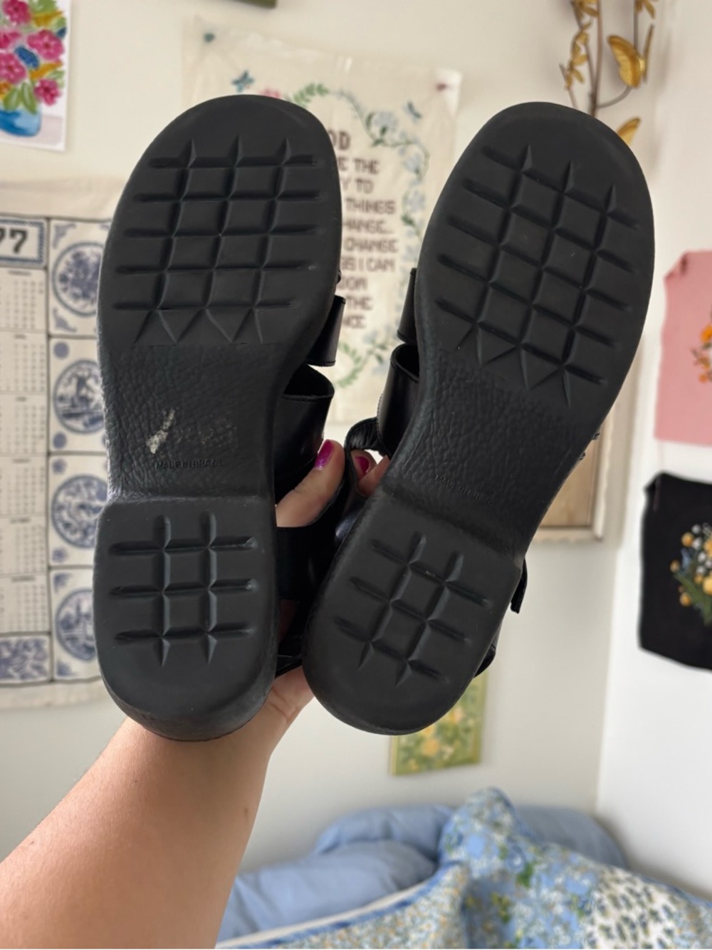 Black leather Women's Platform Fisherman Sandals - Picture 4 of 9